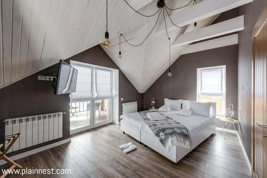 Small low sloped ceiling bedroom decor