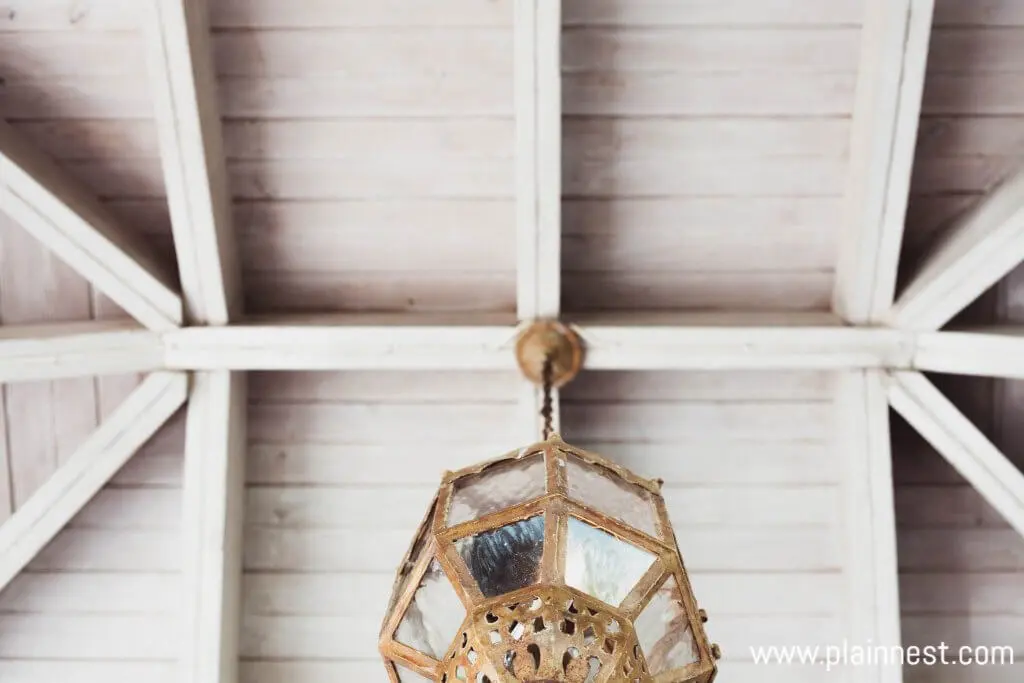 Wood beam ceiling